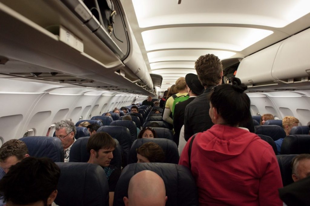 Crowded Airplane Cabin