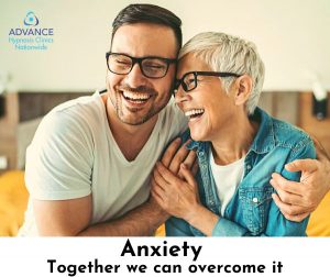 Overcoming Anxiety, Elderly Mother & Son. hugging, smiling Blog post