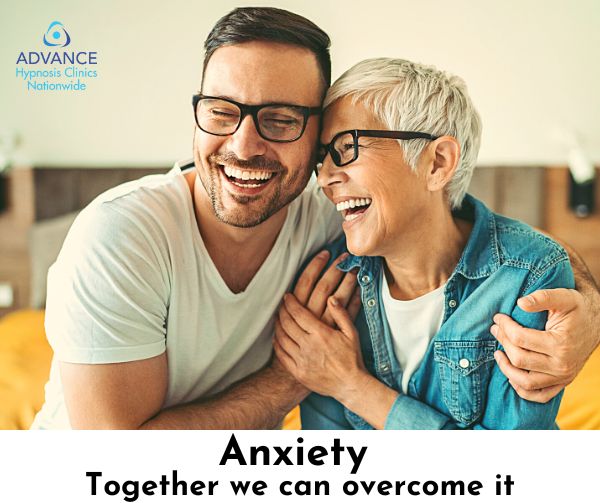 Overcoming Anxiety, Elderly Mother & Son. hugging, smiling Blog post